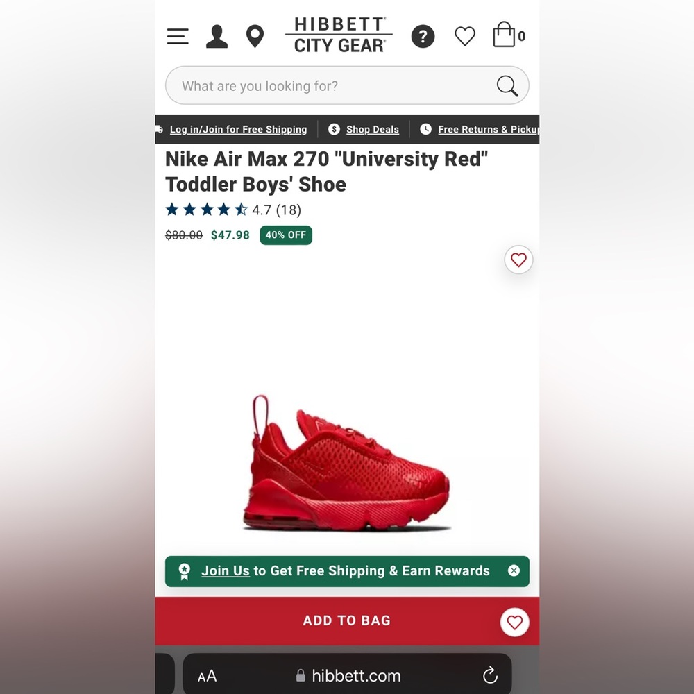NIKE AIR MAX 270 RED/RED